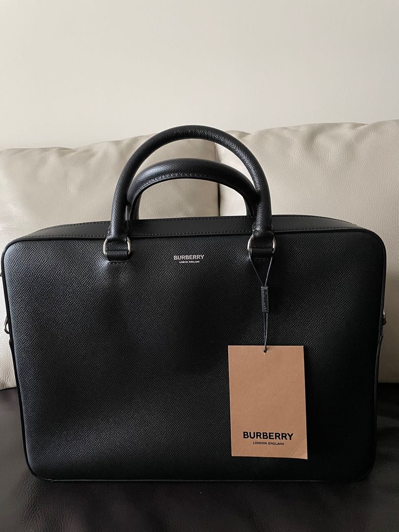Authentic Burberry s Men Briefcase Grainy Leather