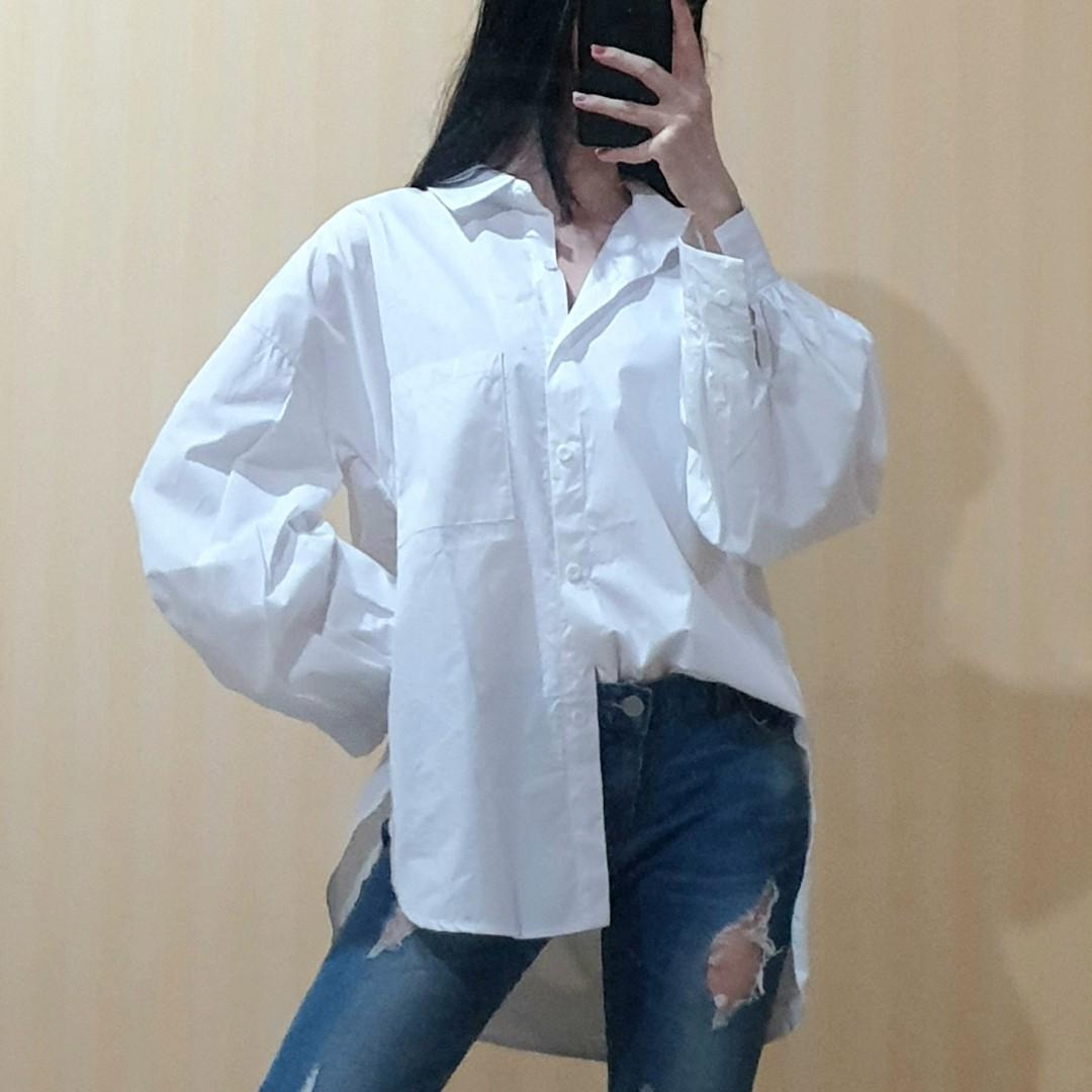 Atasan Wanita Baju Kemeja Kerah Putih 