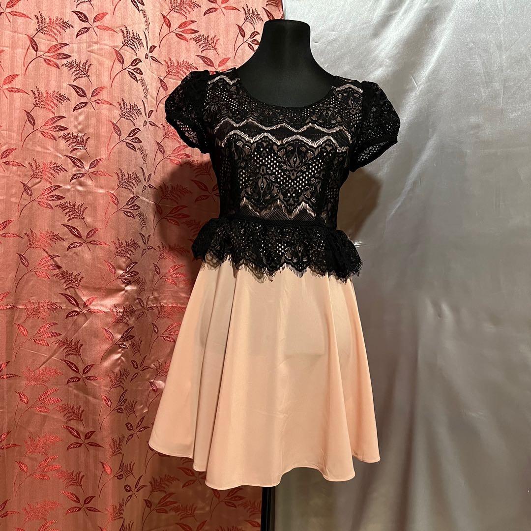 Beige-Black Lace-Top Design Chiffon Cocktail Dress, Women's Fashion, Dresses  & Sets, Dresses on Carousell