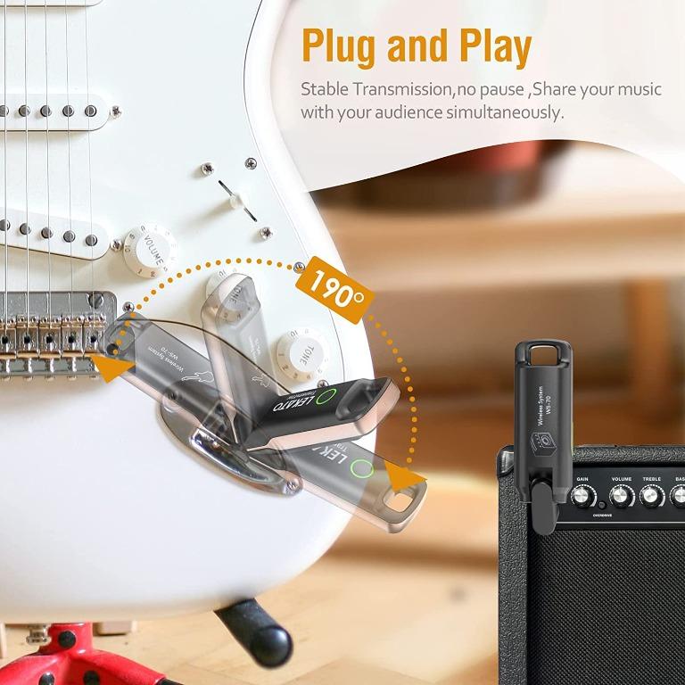 LEKATO Transmitter Receiver WS-70 Wireless Guitar System Built