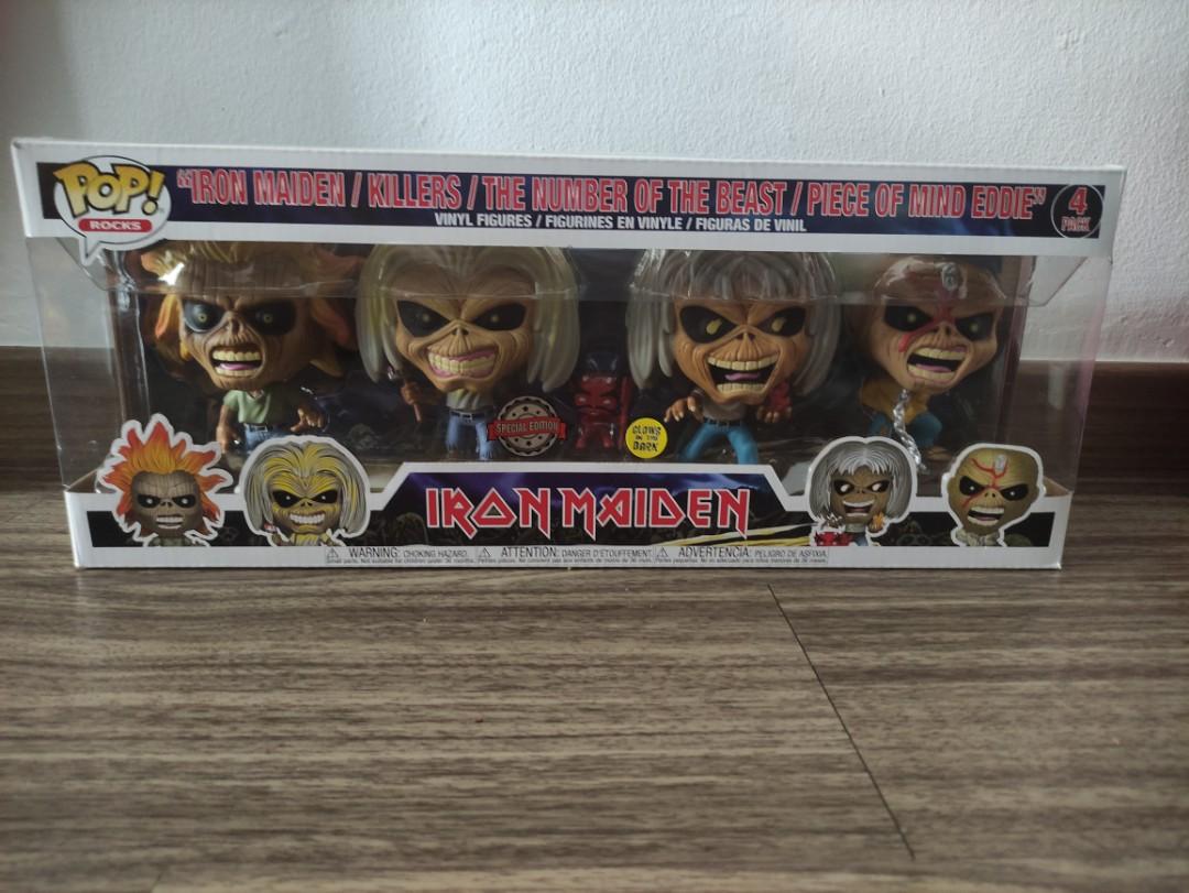 [PRICE DROP] BNIB Sealed Funko POP! Rocks: Iron Maiden – Eddie 4-Pack Glow  in The Dark Box Set (Alliance Entertainment Exclusive)