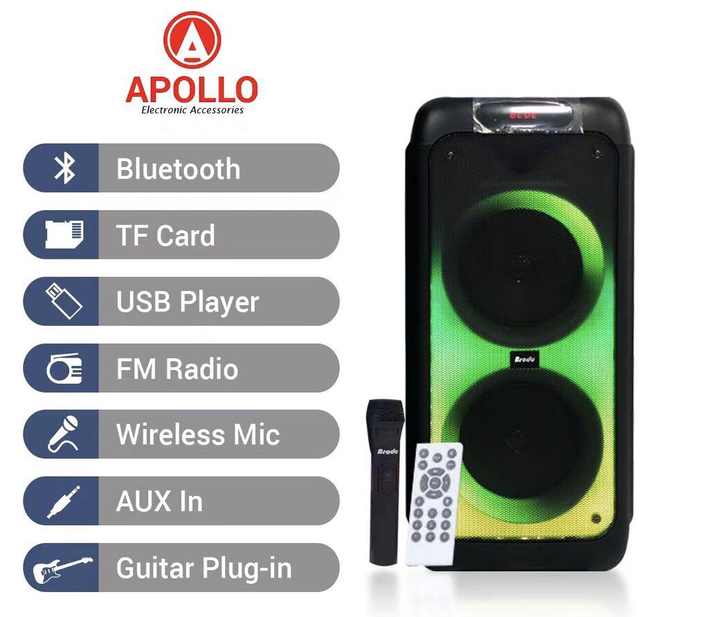 BTS 1388 WIRELESS DUAL SUBWOOFER BLUETOOTH SPEAKER WITH WIRELESS MIC