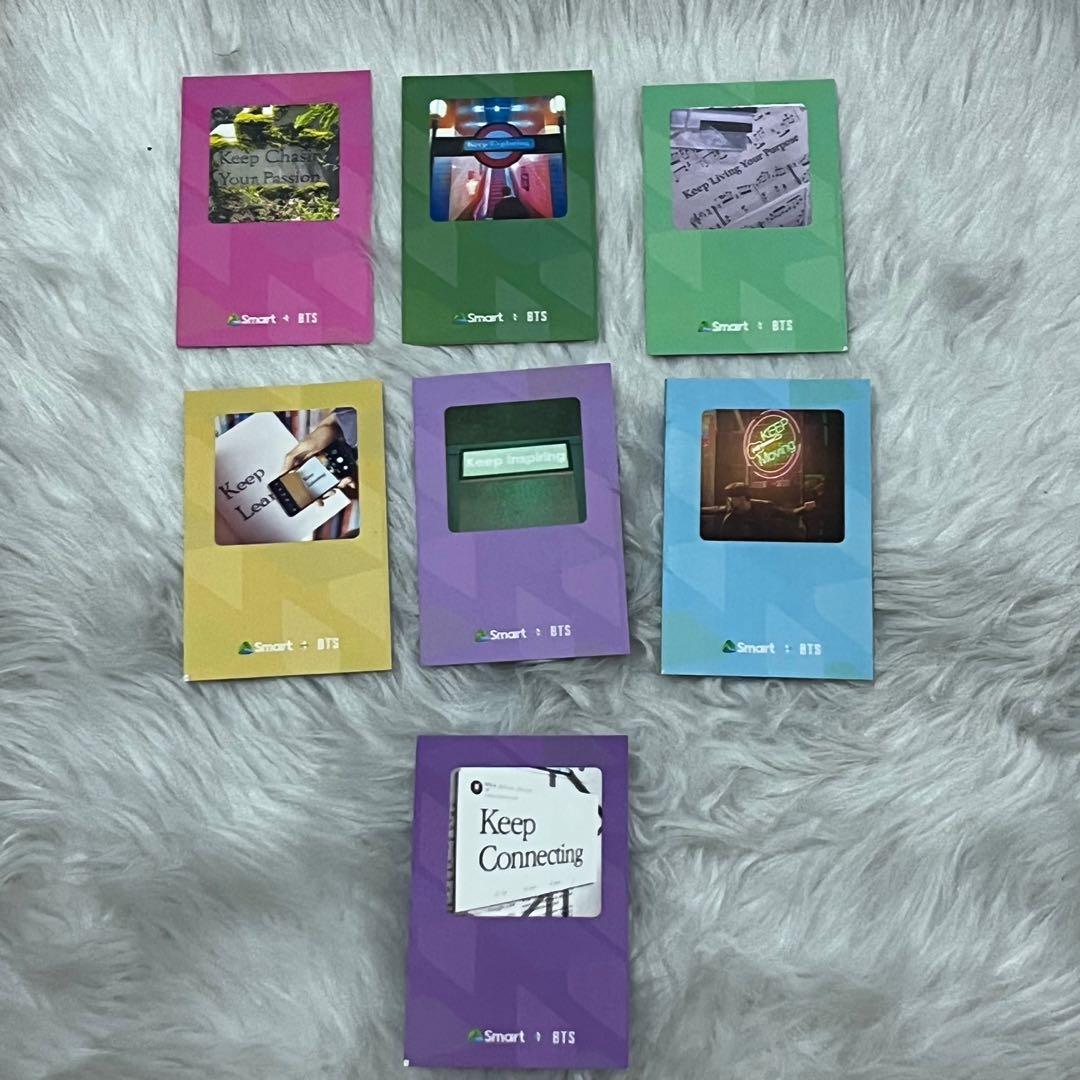 FREE Smart x BTS Official Photocard (Category: K-Wave Merchandise) located in Quezon City. Submitted by shopk8 (Listing ID 1160762412, Image 3). Description: - FREE SET for a minimum purchase worth pf 1,000 pesos - FREE 1 member for a minimum purchase of 500 pesos Availability: ✅ Namjoon ✅ Jin ✅ Suga ✅ Taehyung ✅ Seokjin ✅ Jungkook ✅ Jimin ✅ ot7 - actuals photos - color may vary due to lighting - manage your expectations - gcash and bpi only - no