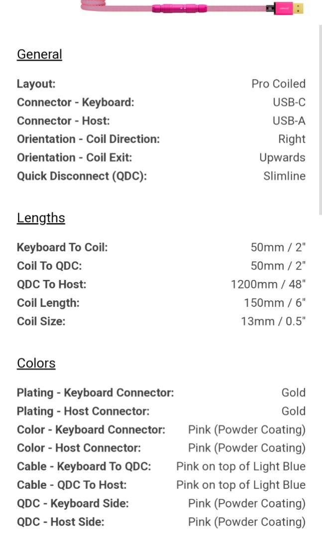 CableMod Custom Pink Purple Coiled Cable Aviator, Computers & Tech