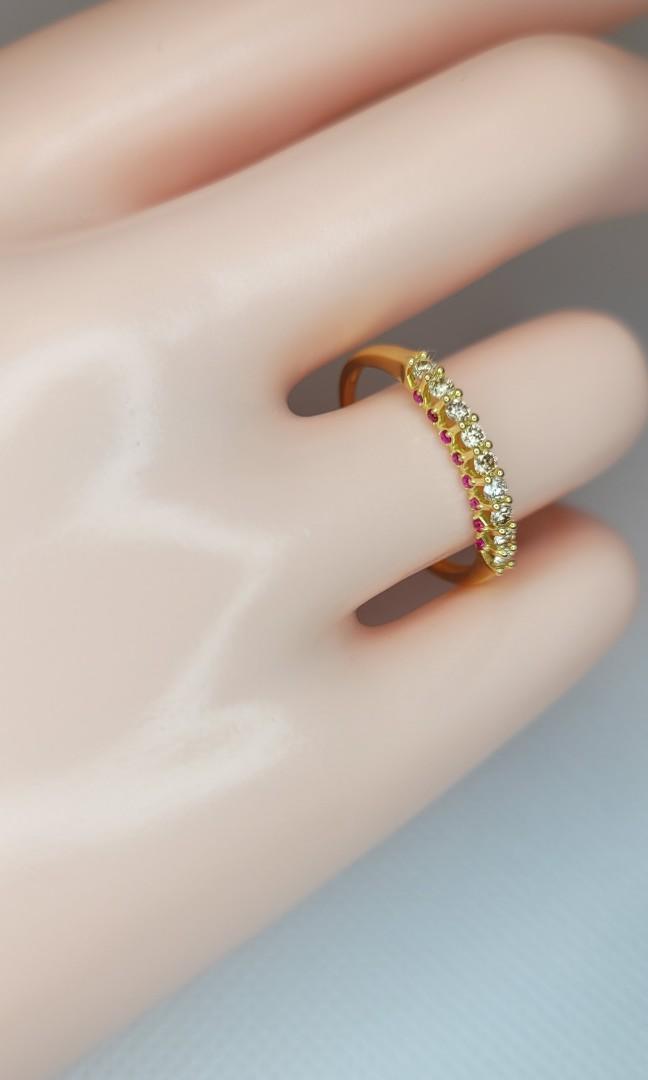 Diamonds Ruby Promise Ring in 18K Japan Gold with Certificate