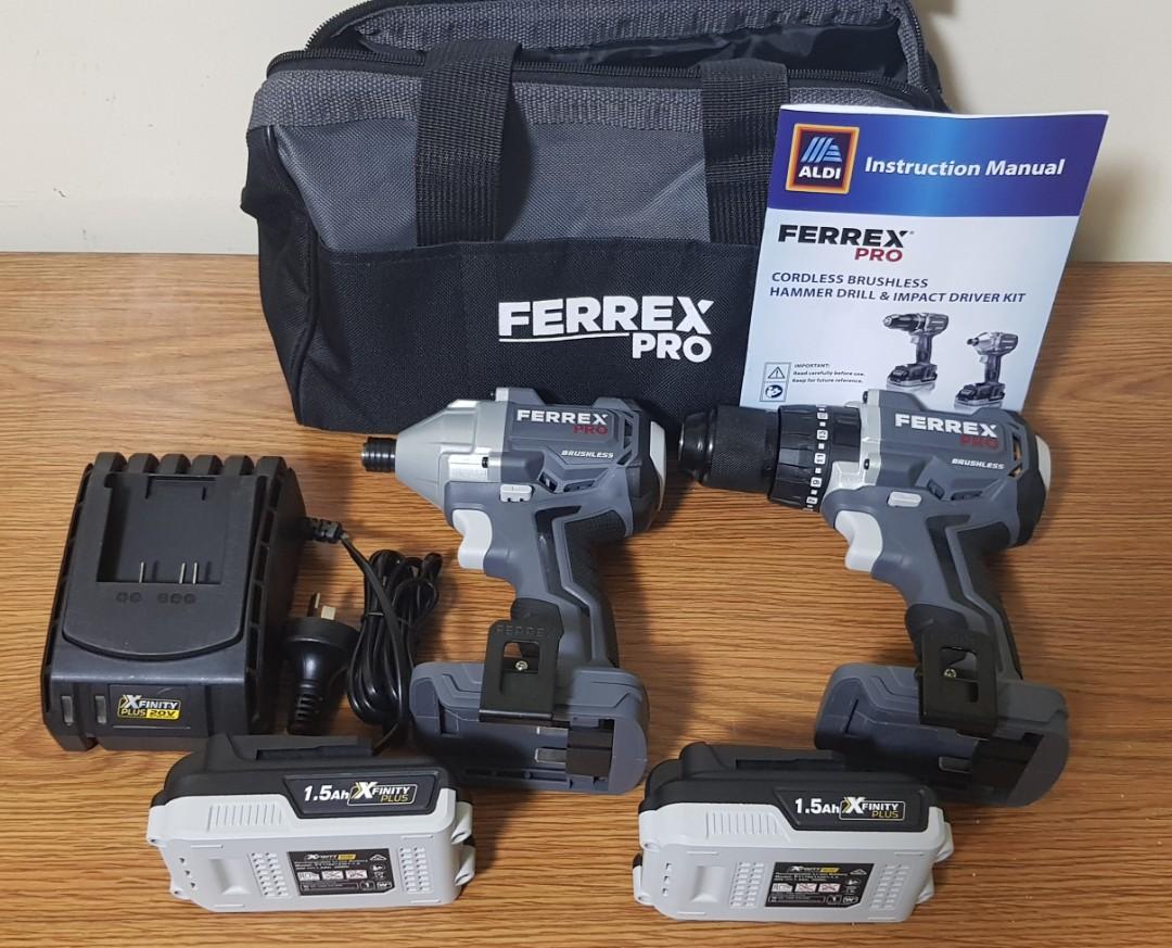 Ferrex PRO 20v cordless brushless hammer drill driver and impact driver