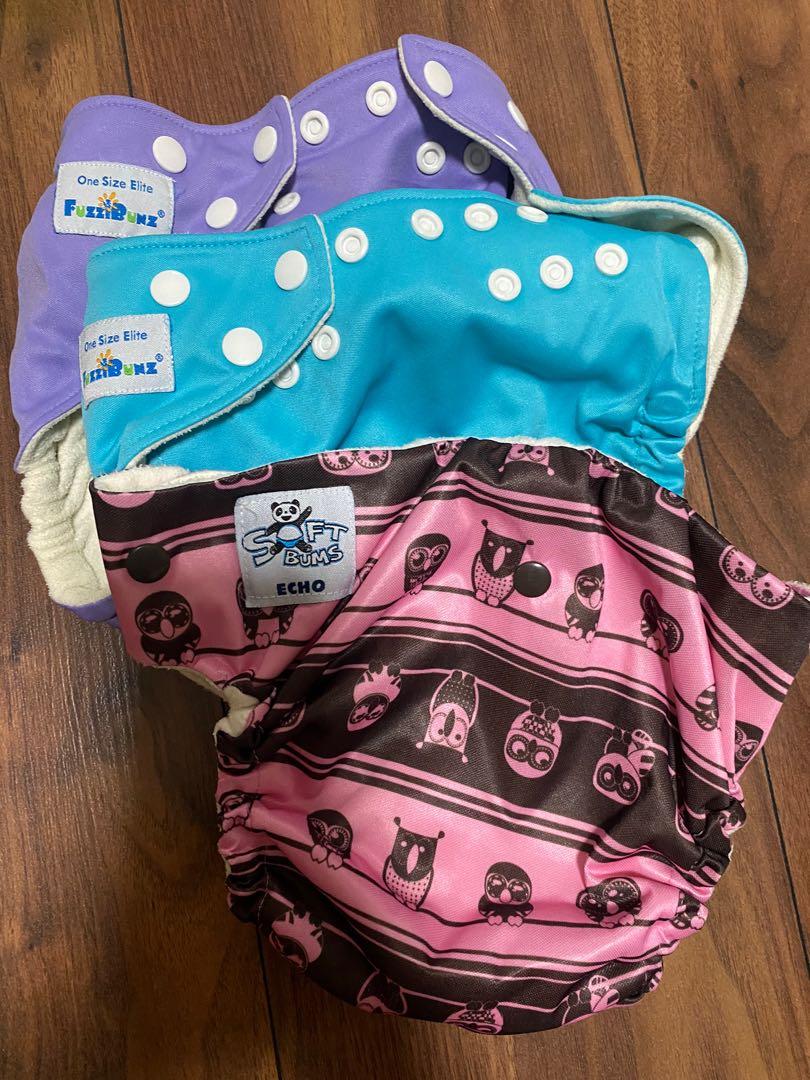 FuzziBunz and Soft Bums Echo Cloth Diapers Set (Category: Diapers & Baby Wipes) located in Quezon City. Submitted by konmarime (Listing ID 1160756407, Image 1). Description: Washed but unused. Can be bundled with other listings. Bought in the US RFS: Plan to cloth diaper didn’t push through 😅.