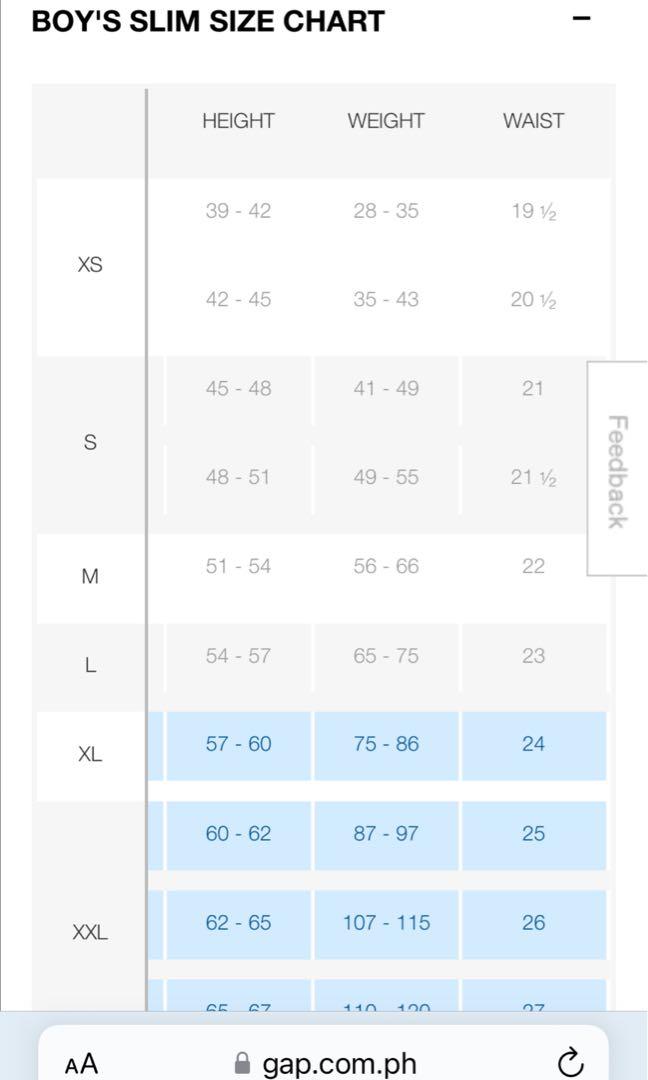 Gap Jeans Size Chart