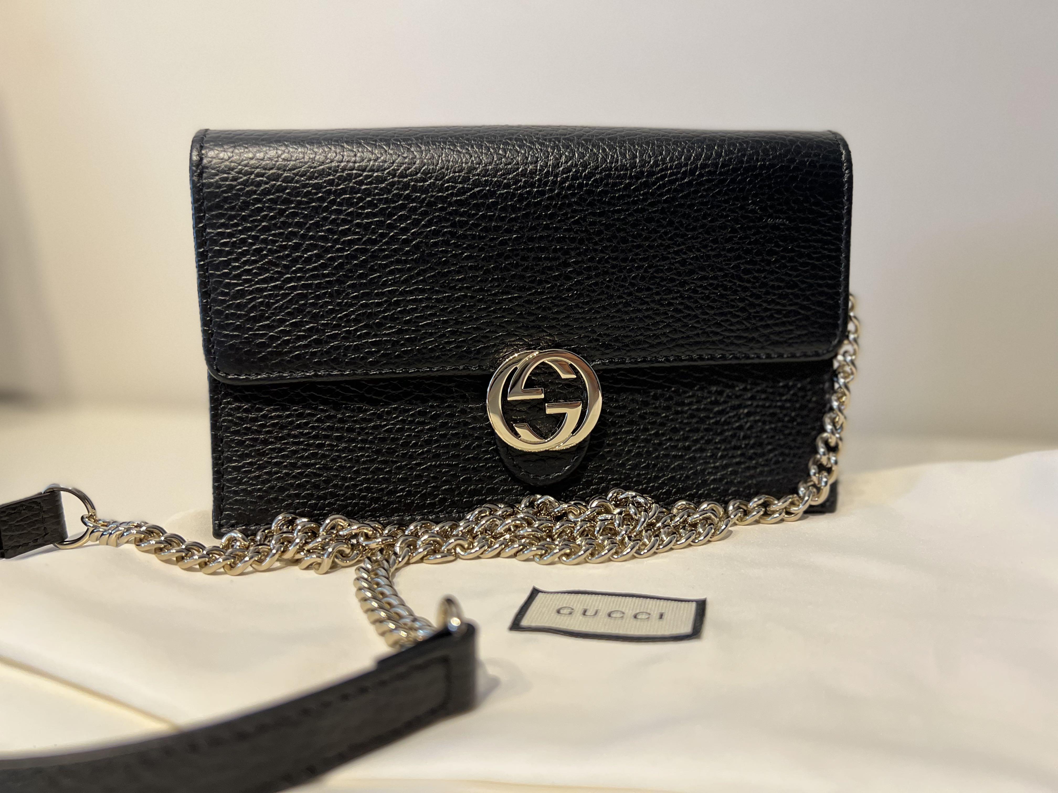 Buy Gucci Gucci Icon GG Interlocking Wallet On Chain Crossbody Bag Black  615523 2023 Online