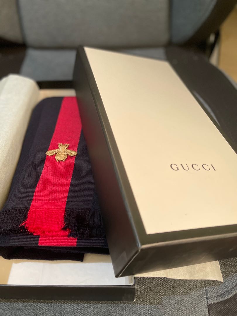 Gucci Wool Bee Scarf Men s Fashion Watches Accessories