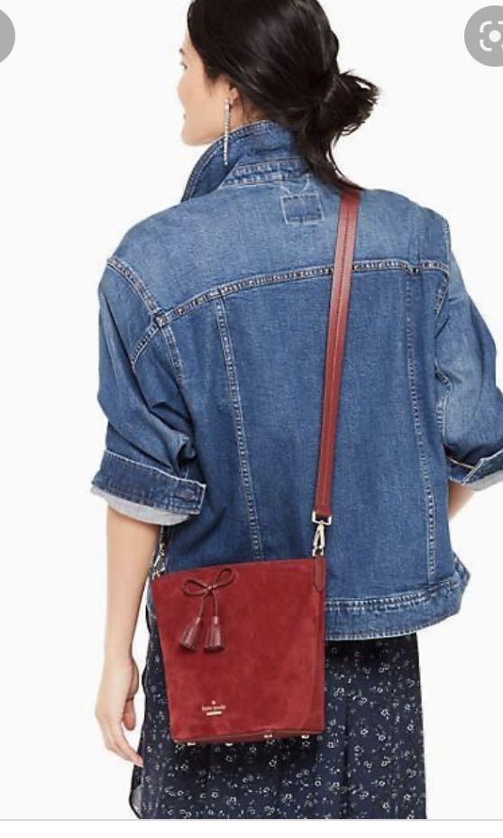 Kate spade bow ribbon Hayes street Vanessa suede crossbody sling