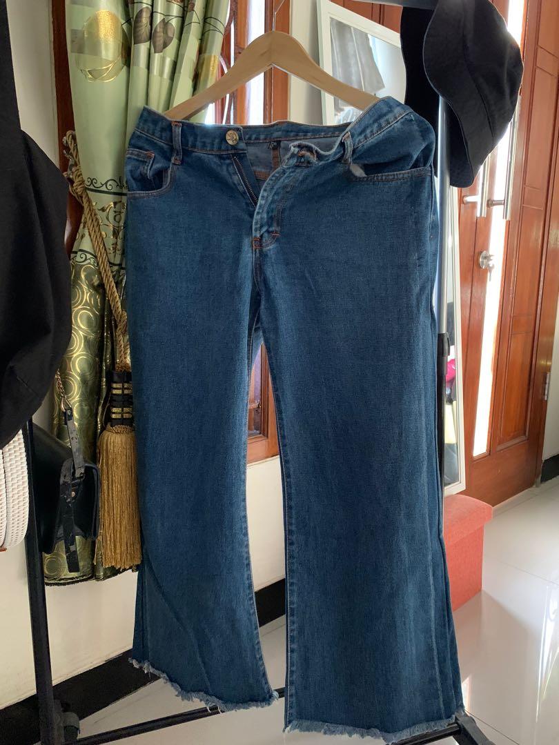Kulot Highwaist Dark Blue, Fesyen 