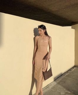 Nude Semi Formal Dress, Women's Fashion 