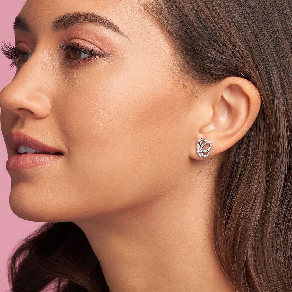 Sparkling openwork sales butterfly stud earrings