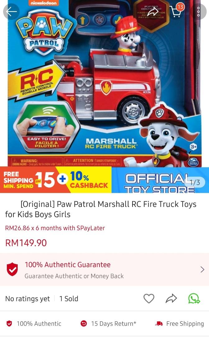 Paw Patrol Marshall RC Fire Truck Toys for Kids Hobbies Toys