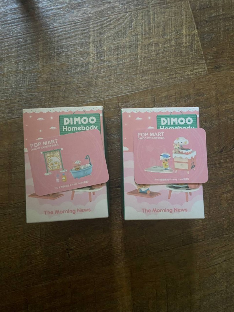Dimoo Homebody Series (Popmart) (Drowsy Look & Bubble Bath), Hobbies ...