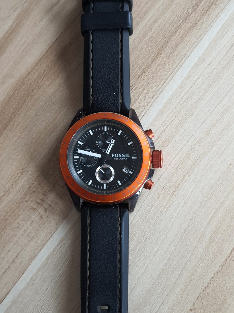Preloved Fossil Watch Black and Orange 