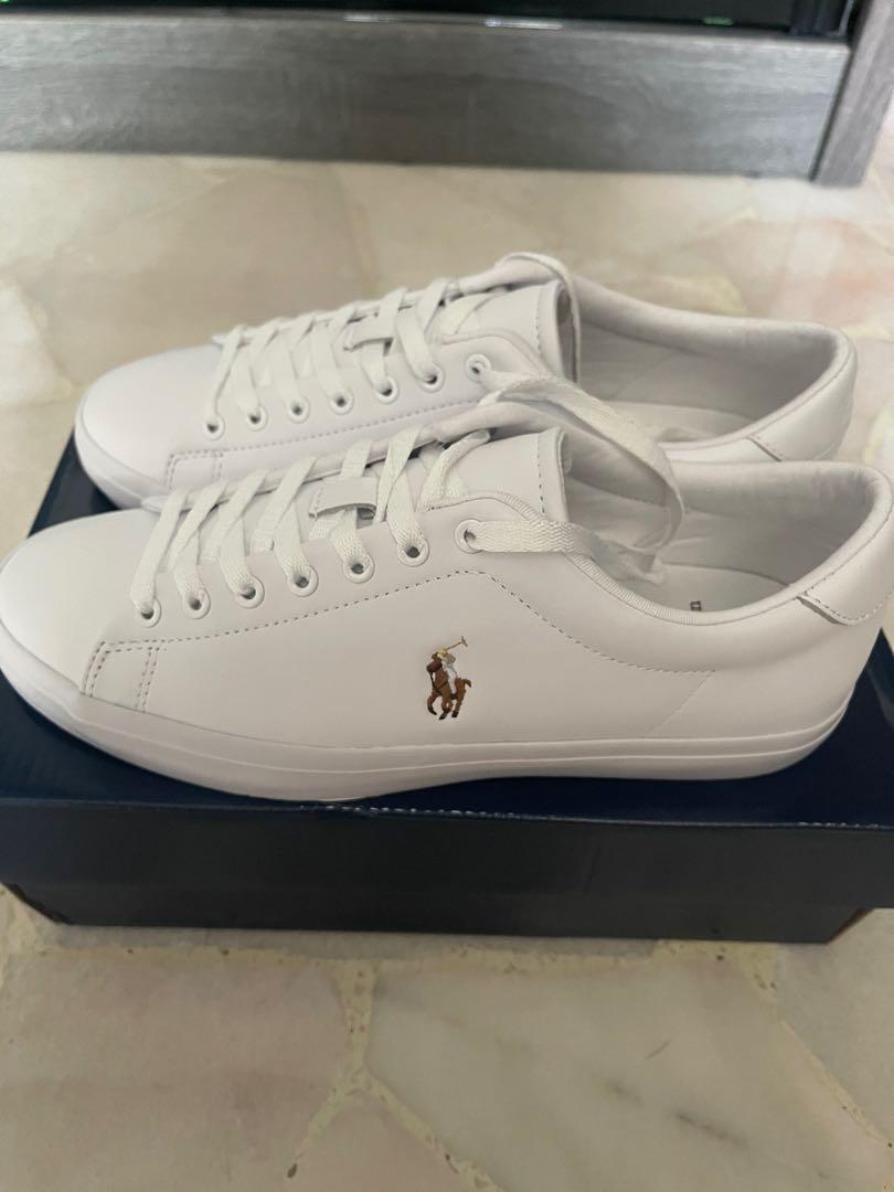 Ralph lauren white leather sales sneakers