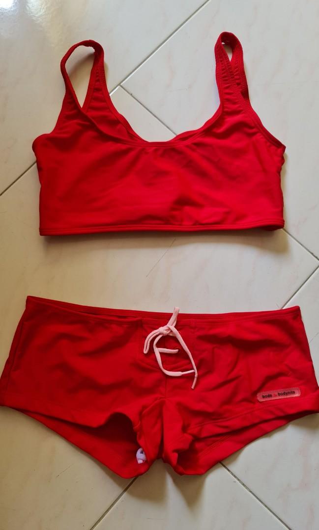 Red 2 piece swimwear Women s Fashion Activewear on Carousell