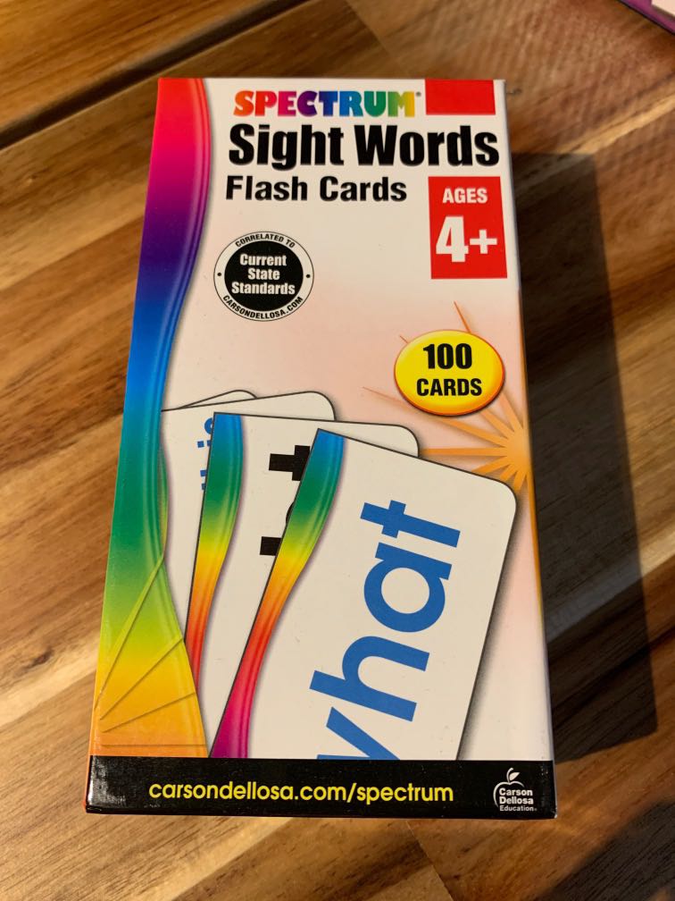 Spectrum sight words flash cards ages 4+, Hobbies & Toys, Toys & Games ...