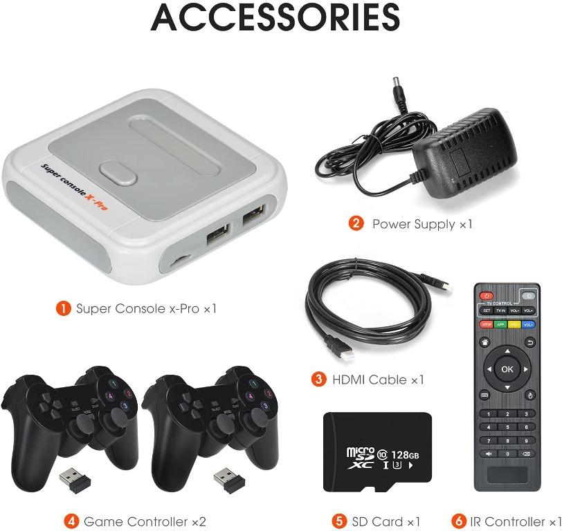 TAPDRA 128G Optional Super Console X Pro Games up to 40 000 Retro Game Console Wireless Controllers Game Station Kit