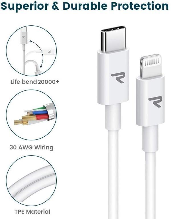 Buy iPhone 12 Charger Cable 3.3ft,RAMPOW USB C to Lightning Cable - MFi  Certified 3A Fast Charge Lightning Cable - Power Delivery for iPhone 12 Pro  Max/Mini/11 Pro Max/Xs Max/X/XR/8,iPad Pro,Airpods Pro