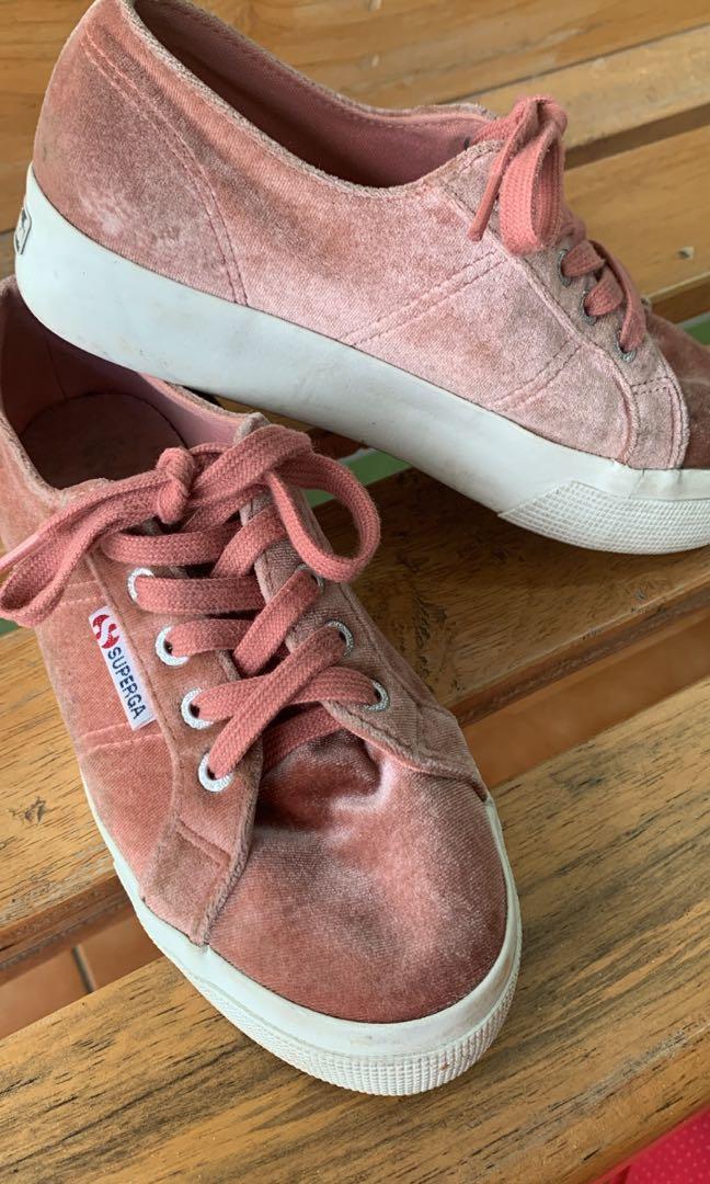 Superga velvet pink hot sale