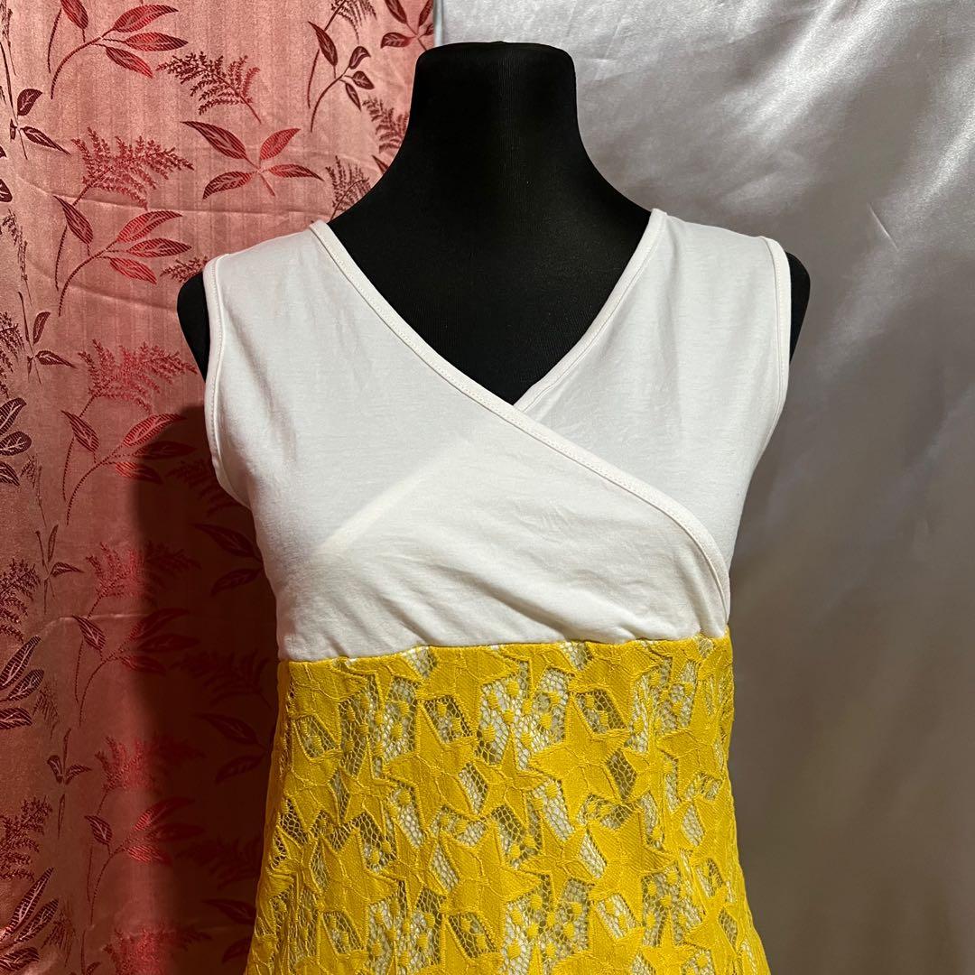White top yellow bottom dress cheap