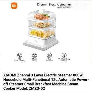 XIAOMI Zhenmi 3 Layer Electric Steamer 800W Household Multi-Functional 12L Automatic Power off Steamer Small Breakfast Machine Steam Cooker Model: ZMZG-02