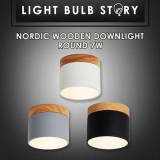 7W Surface Nordic Downlight -Wood + Black /White surface Down Light