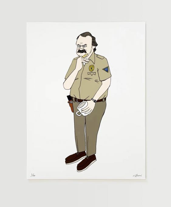 花井祐介/ 限量100 “ Jim Hopper “ 親筆簽名art print 版畫Stranger 