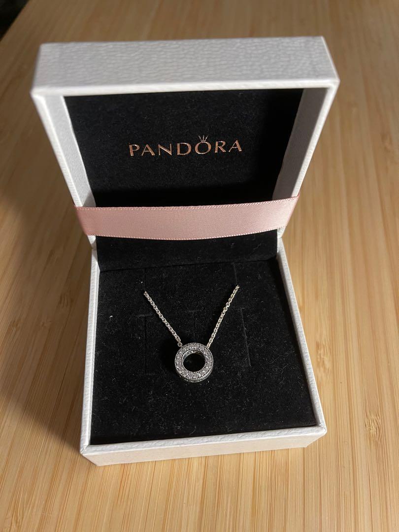 Pandora pave top circle necklace
