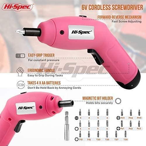 Apollo 70 Piece Pink Ladies Home DIY Tool Kit Electric Battery Screwdriver Hand Tools for Repair Maintenance Furniture Home Living Home Improvement Organisation Home Improvement Tools Accessories on