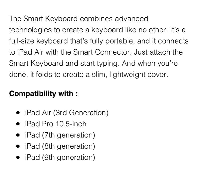 Apple ipad Smart Keyboard, Computers & Tech, Parts & Accessories, Other