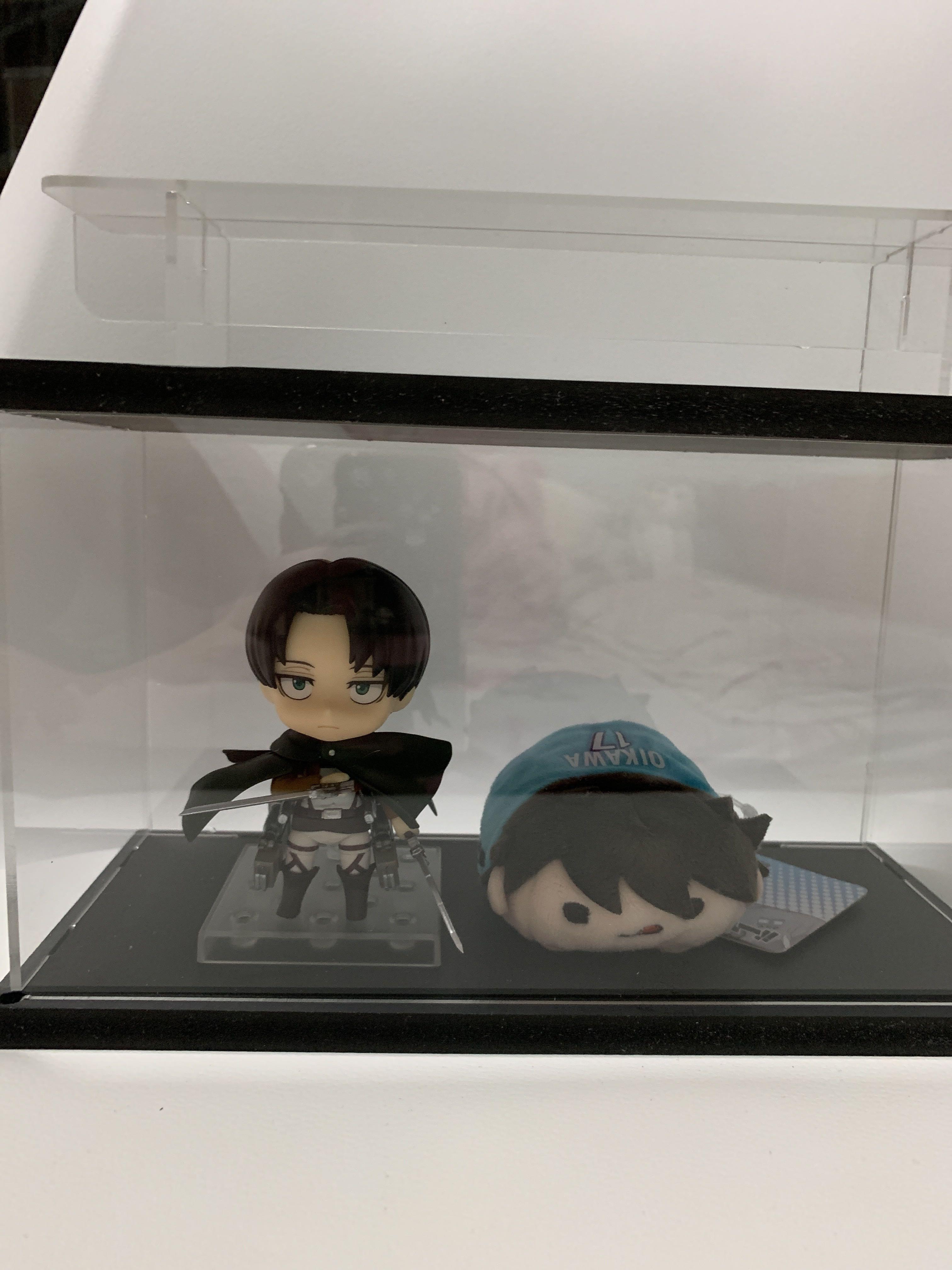 black acrylic display case with transparent riser stand / step ...