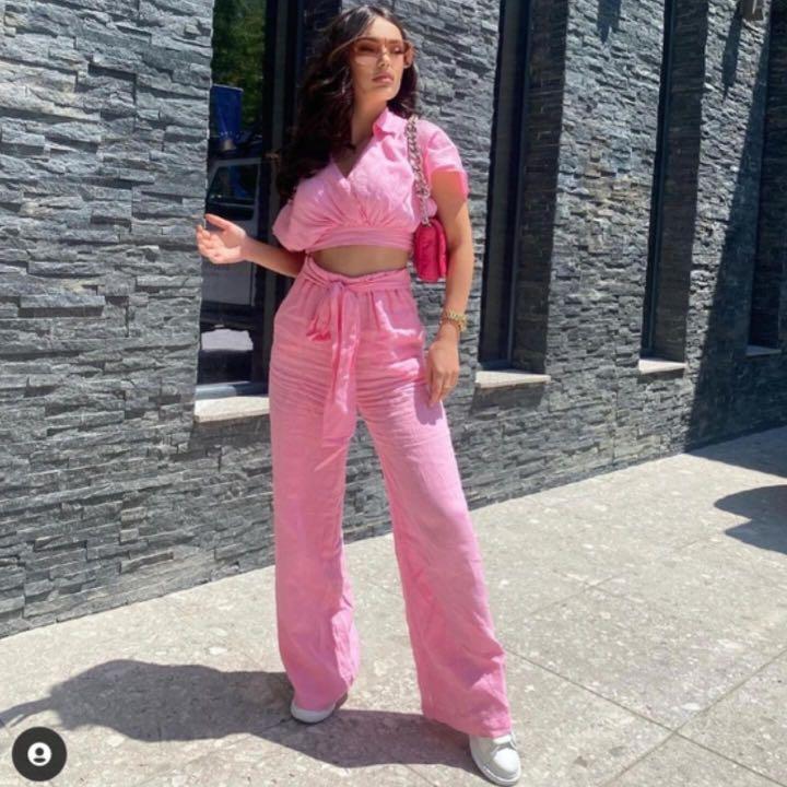 Zara pink linen set clearance