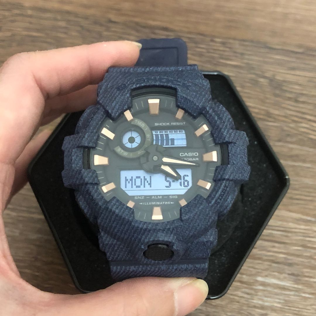 Casio G-Shock Baby G Navy denim Blue watch GA-700DE, Men's Fashion