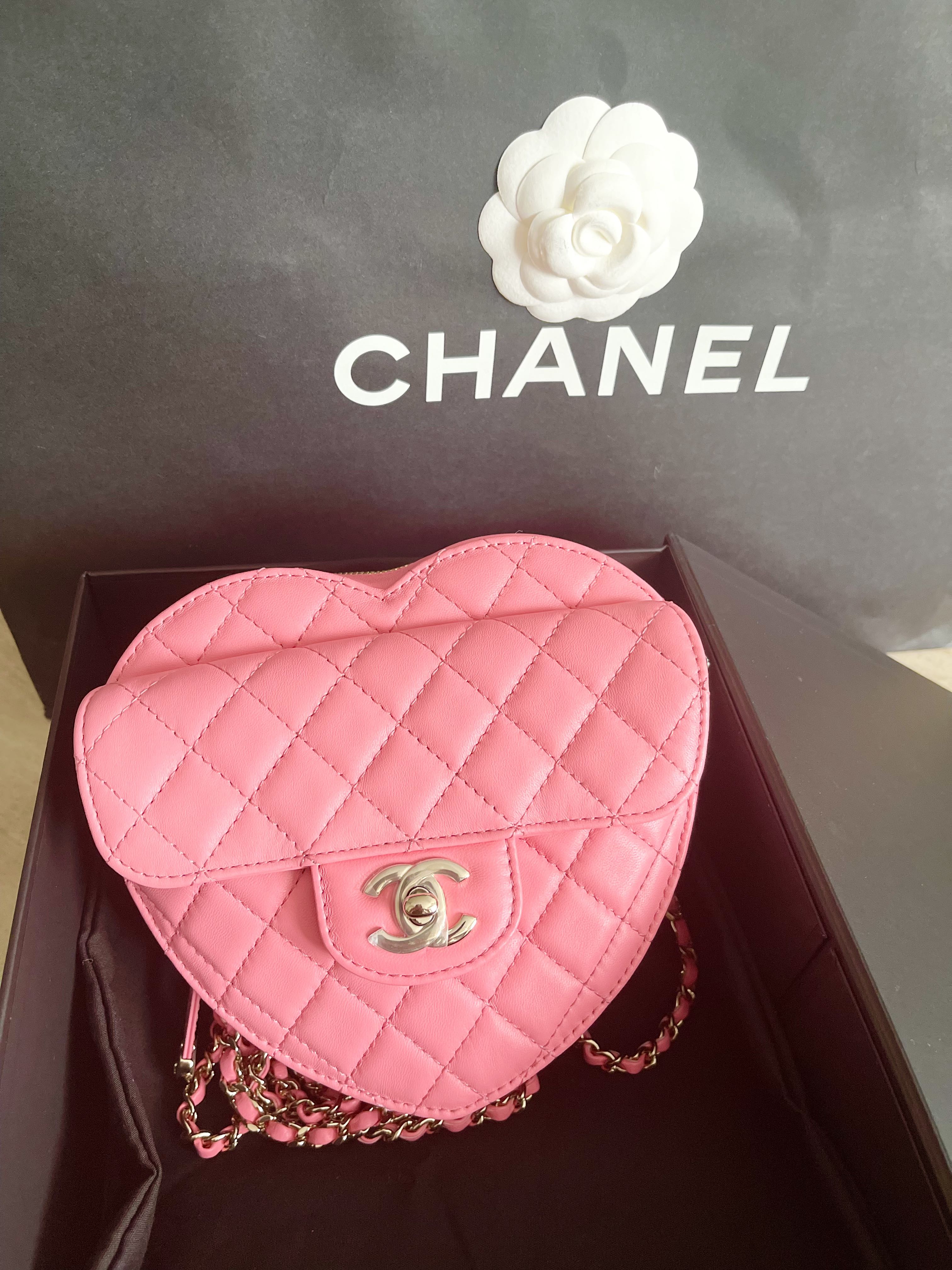 Chanel Heart Bag Large in Coral Pink, Luxury, Bags & Wallets on Carousell