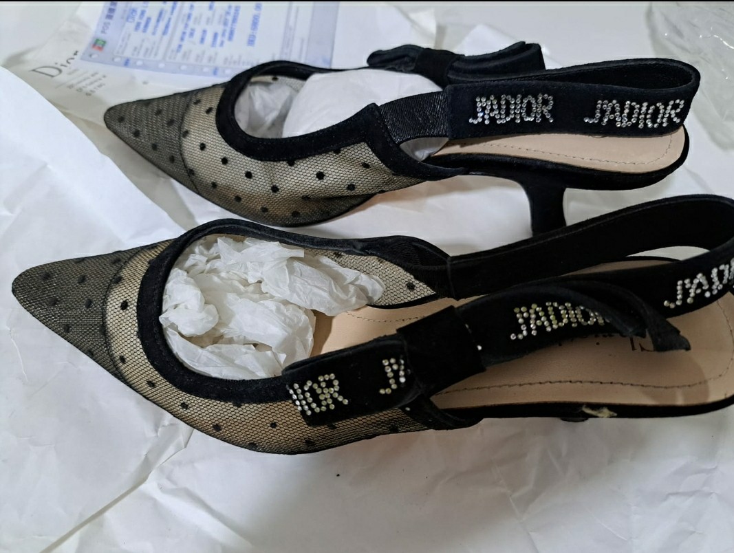DIOR heels premium lace suede Fesyen Wanita Sepatu di Carousell