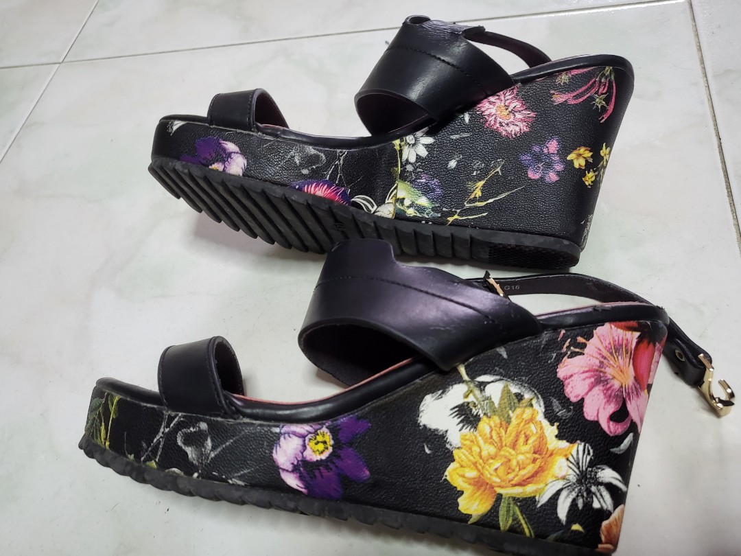 floral wedge heel