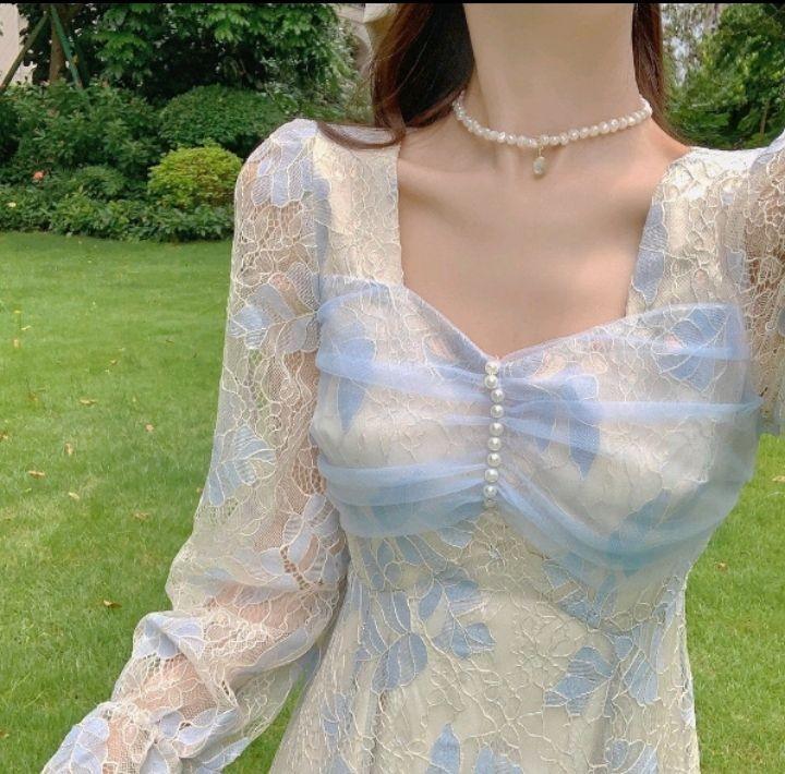Fairy Blue French Dress 🧚‍♀  ✨ Size fit S/M/L 😍 Used Once only 