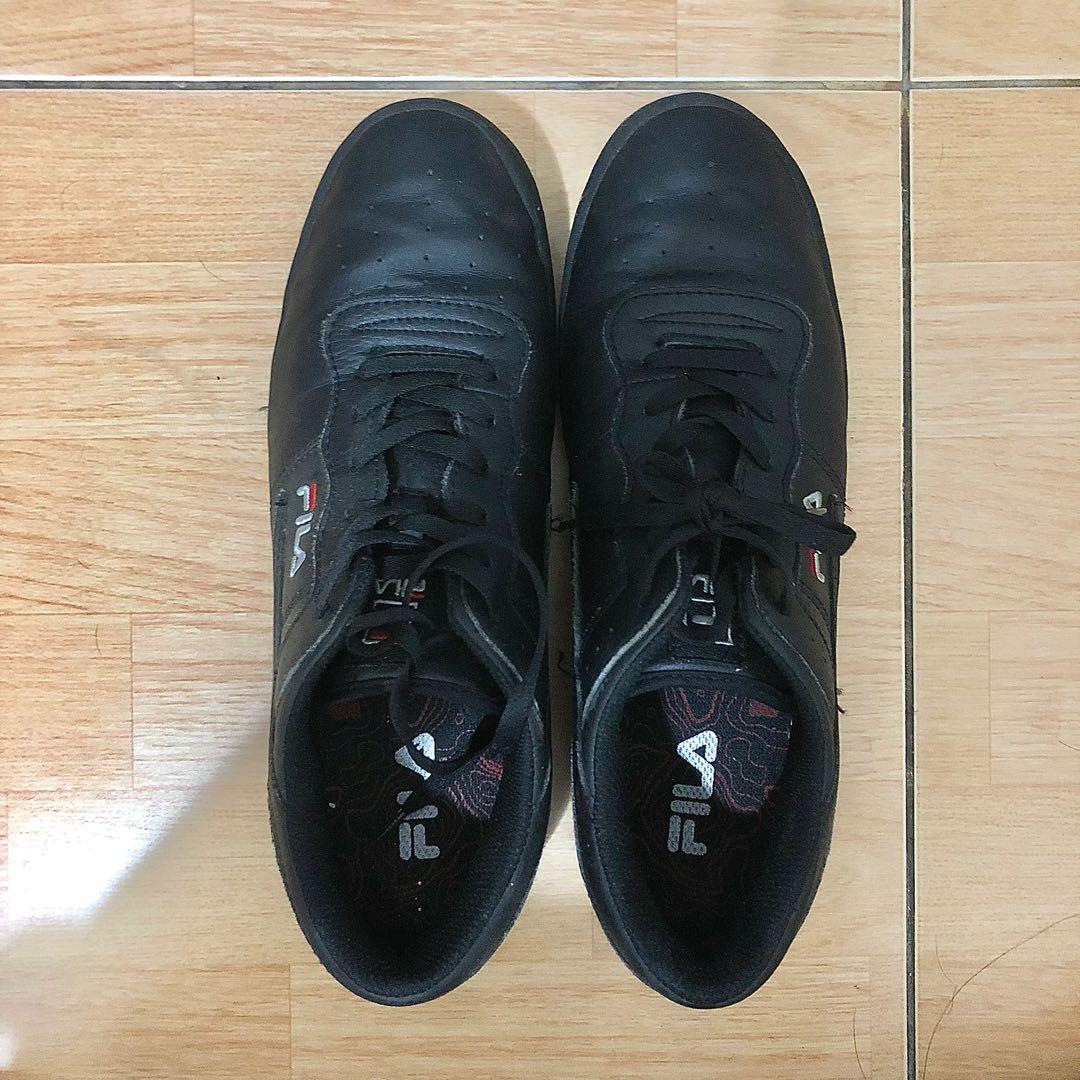 fila black leather shoes