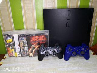 FOR SALE: SONY PS3 Console, SLIM with 8 Game's & and Controllers.