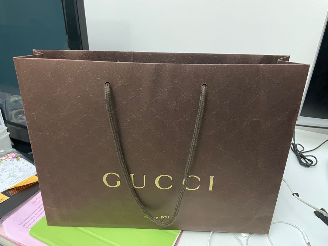 Gucci paper bag, Luxury, Bags & Wallets on Carousell