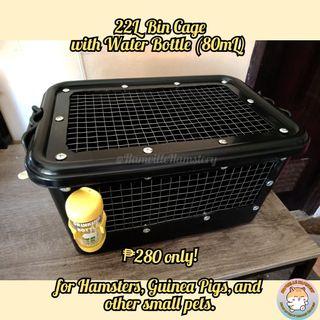 Hamster Bin Cage (22L) for Small Pets with Water Bottle