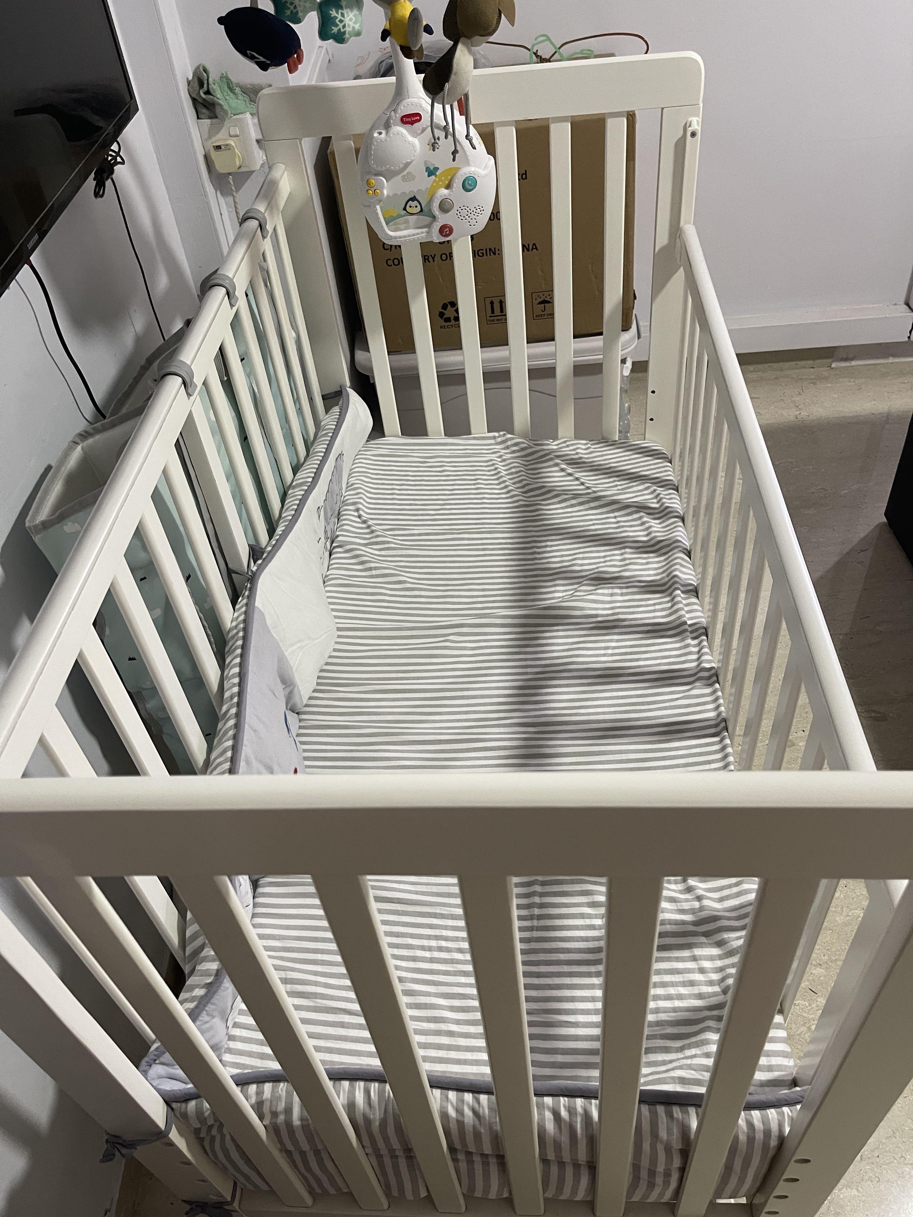 Happy Wonder 5 in 1 Convertible Baby Cot Dropside Mechanism Babies Kids Baby Nursery Kids Furniture Cots Cribs on Carousell