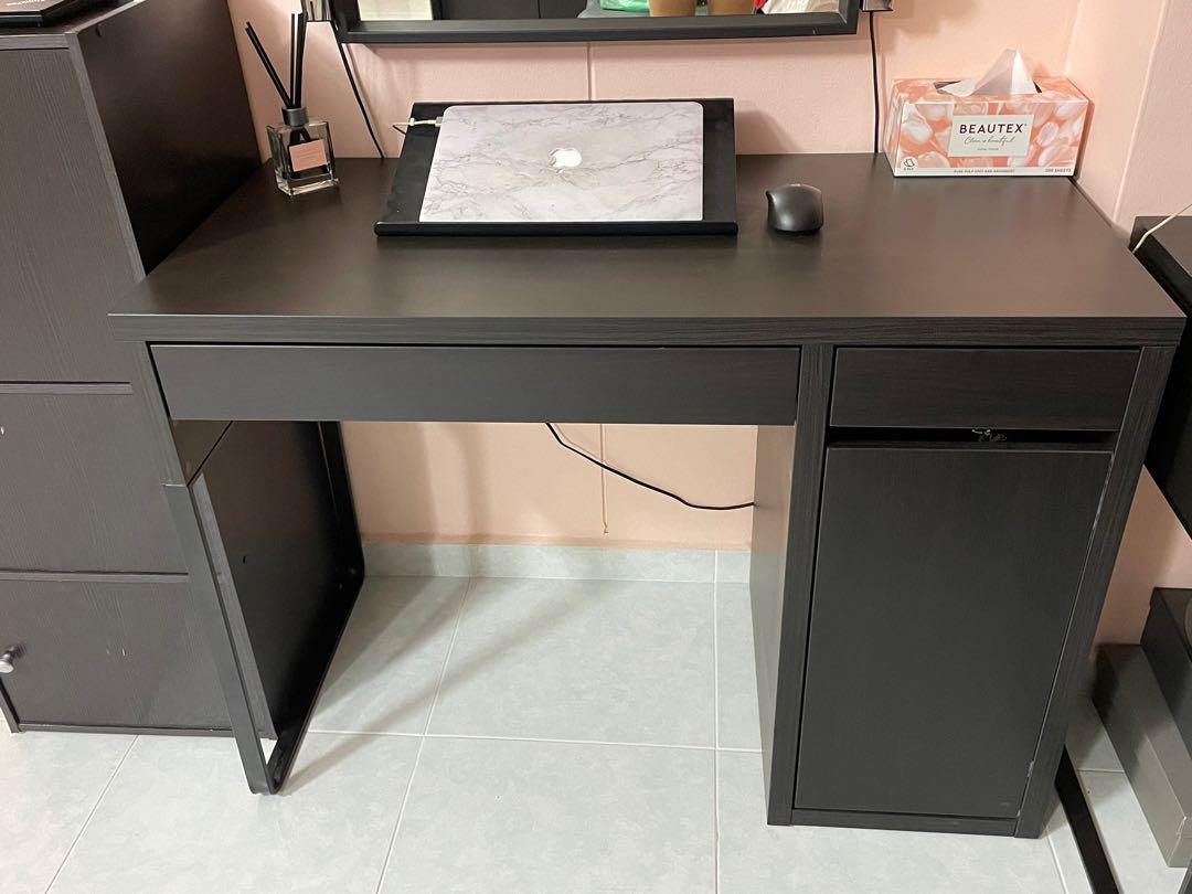 MICKE Desk - black-brown 105x50 cm (41 3/8x19 5/8 )