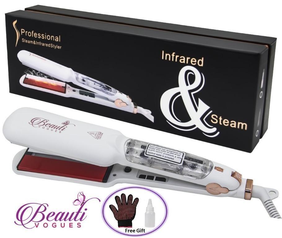 Infrared Steam Hair Straightener Dual 2 Inches Wide Plate Hair Salon Steam Styler Ceramic Tourmaline Flat Iron Beauty Personal Care Hair on Carousell