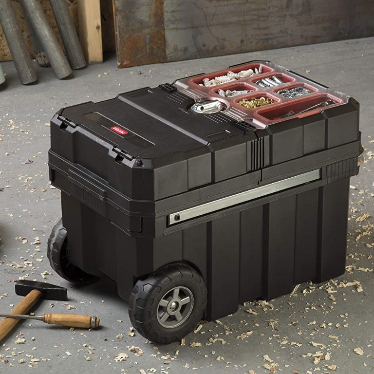 KETER Rolling Tool Box with Locking System & Removable Bins Black