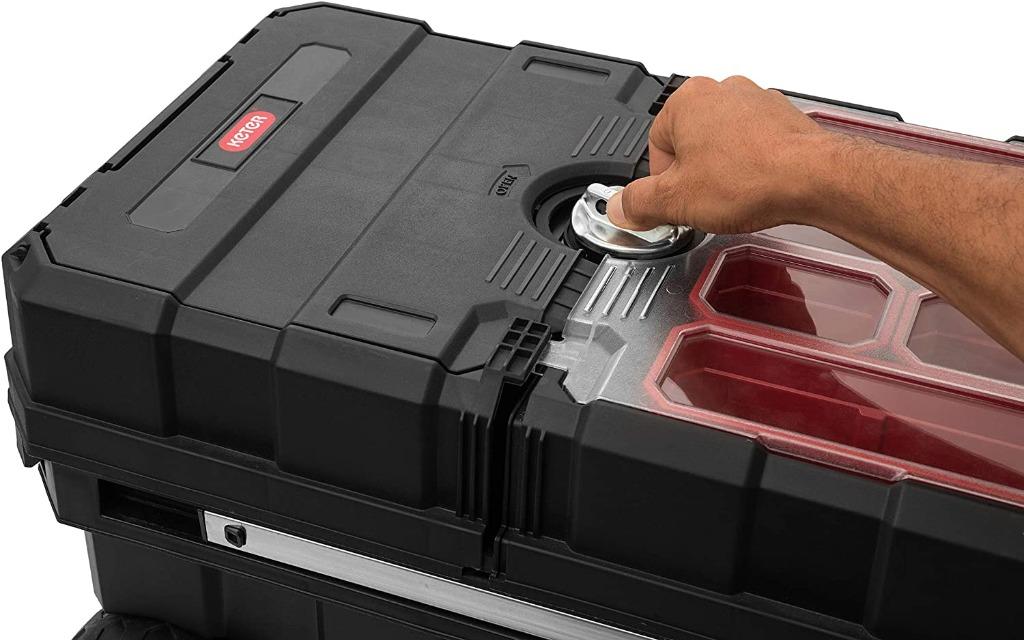 KETER Rolling Tool Box with Locking System & Removable Bins Black